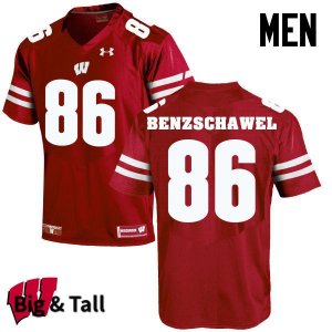 Men's Wisconsin Badgers NCAA #86 Luke Benzschawel Red Authentic Under Armour Big & Tall Stitched College Football Jersey CX31Z44MU